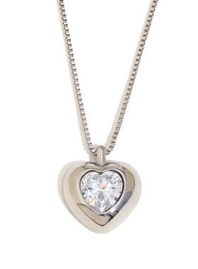 欧意小众设计法式高级项坠不锈钢镀18k金爱心锆石盒子链项链