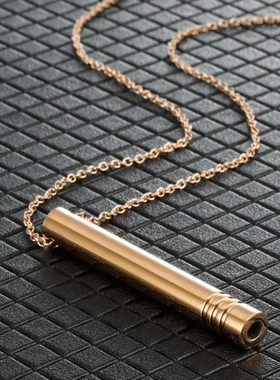 冥想正念呼吸吊坠项链钛钢饰品长管螺纹口哨东莞源头