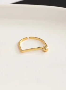 s925银黑色滴胶四方形戒指韩版气质叠戴风小众食指戒女