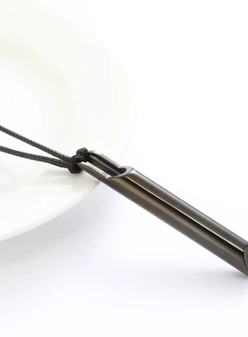 新款瑜伽冥想项链圆筒口哨正念吊坠调节呼吸解压不锈钢配饰