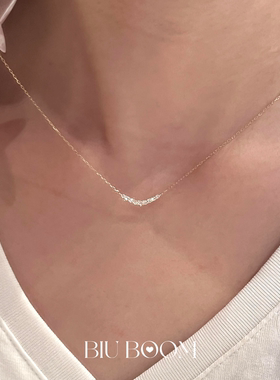 韩系爆闪仿钻微笑吊坠项链女
