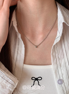 简约风~银色小圆环吊坠项链女