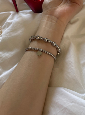 冷淡风银色串珠手链女