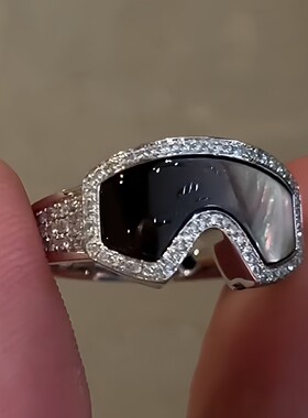 爆闪渐变仿贝母滑雪镜戒指女