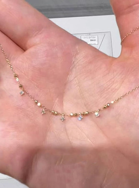 玫瑰金色星芒项链女颈链