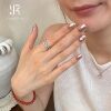 Korean style cool silver imitation diamond pig nose ring for women