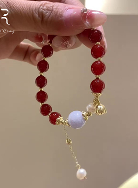 新年仿红玛瑙串珠手链女