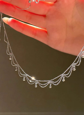 蕾丝花边串珠流苏项链女颈链