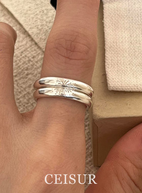 烟花璀璨~银色双层连体烟花戒指