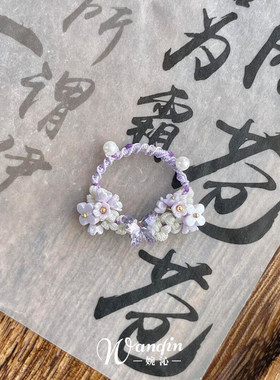 手作！新中式紫色编织蝴蝶戒指女