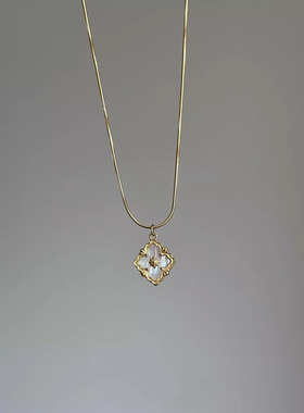 金色方形仿贝母项链女颈链