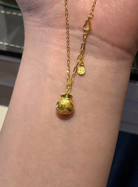 金色招财福袋项链女气质颈链