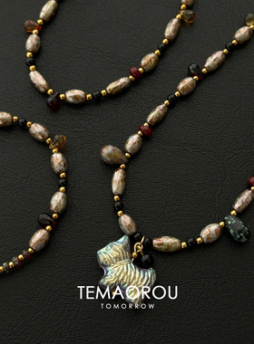 民族风复古串珠炫彩小狗项链女