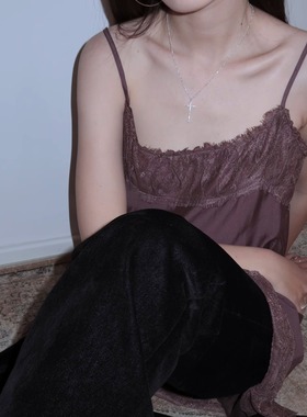 银色十字架吊坠项链女