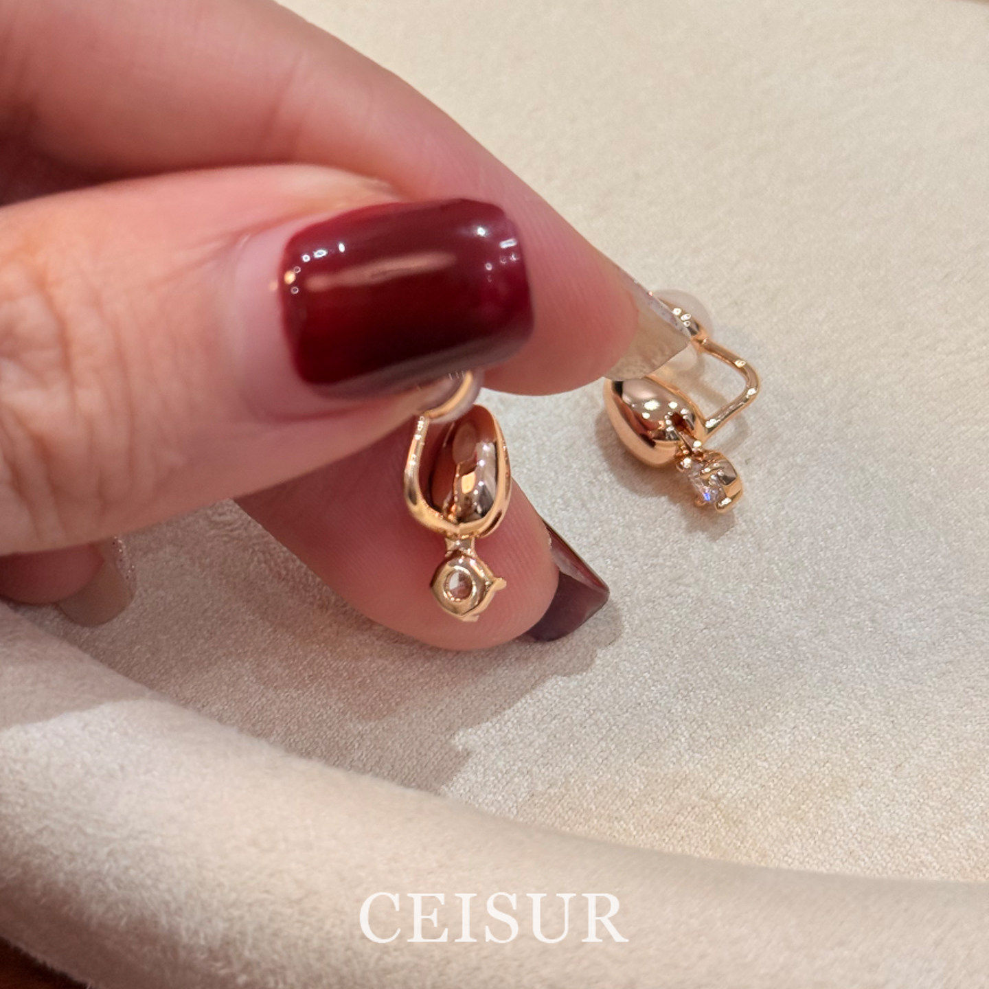 韩系金色水滴仿钻耳钉女独特气质百搭耳环小众漂亮无耳洞耳夹耳饰,淘宝优惠券,粉丝福利购,淘宝优惠卷