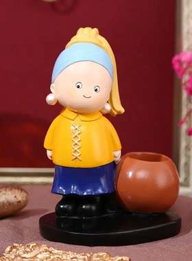 术家美术馆戴珍珠耳环生日礼物人类之子摆件