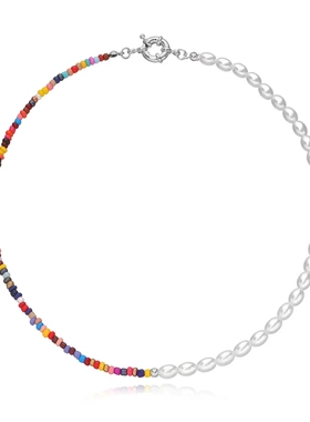 定制新品配饰 珍珠米珠鱼线手工编织项饰 时尚波西米亚风女士项链