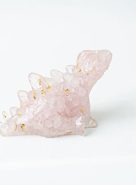 天然水晶碎石滴胶树脂可爱恐龙摆件齿龙家居装饰办公桌面摆件晚辈