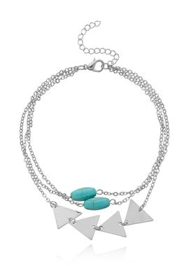 新款 ebay 热卖 复古 松石形流苏链条手臂链手链合金电镀ZW3305