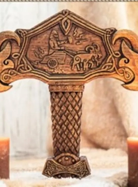 之锤斯堪的纳维亚阿萨教徒维京人祭坛托尔山羊树脂工艺品装饰摆件