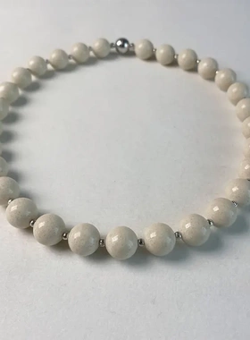 白化石项链高级感气质珠串颈链新款小众设计ins简约圆珠锁骨链