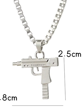 热卖b girl同款项链机枪冲锋枪模型吊坠项饰锌合金电镀U形B012