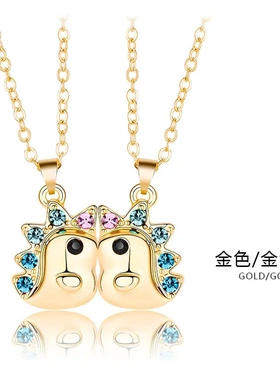 爆款情侣项链欧美风立体效果磁铁石项链情人节礼物饰品合金电镀