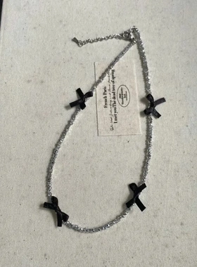 韩式东大门精致水晶珠链串珠丝带结项链锁骨链甜酷风小众颈链铜