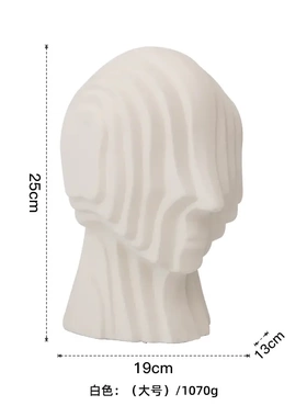 北欧客厅玄关陶瓷人物头像雕塑桌面摆件电镀抽象家居装饰品摆设