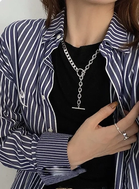 韩式东大门粗链条项链女ins嘻哈潮网红性冷淡风质感毛链颈链配饰