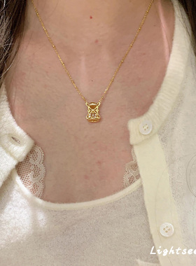 法式爆闪沙漏吊坠项链女配饰