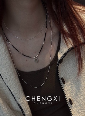 一款多戴清冷感银色串珠项链