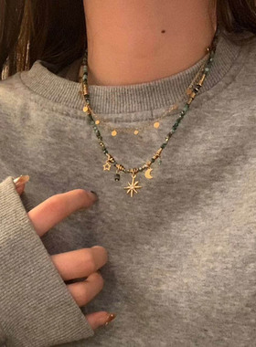 串珠太阳花叠戴项链女配饰高级感