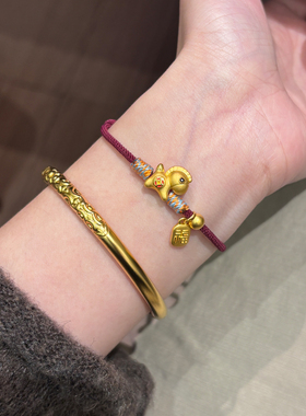 秋冬拉丝小马福牌吊坠红绳手链