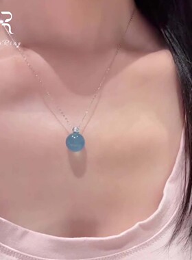 清冷感仿蓝水晶项链女2026年新款