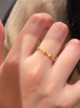 甜美蝴蝶结素圈戒指女