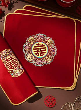 结婚红色喜帕喜字婚礼新娘手帕