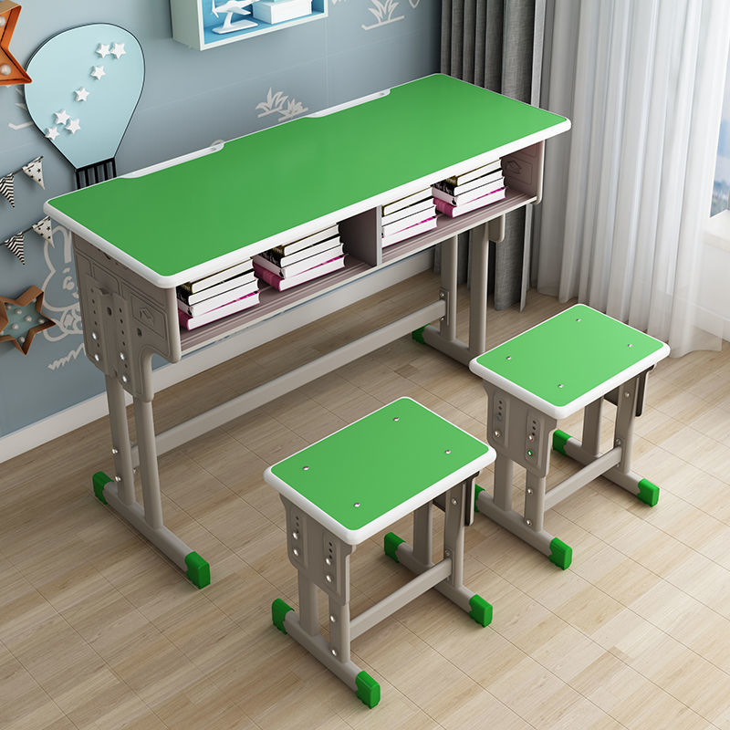 Double children's study table for primary and secondary school students, desk and chair, student home school homework table set