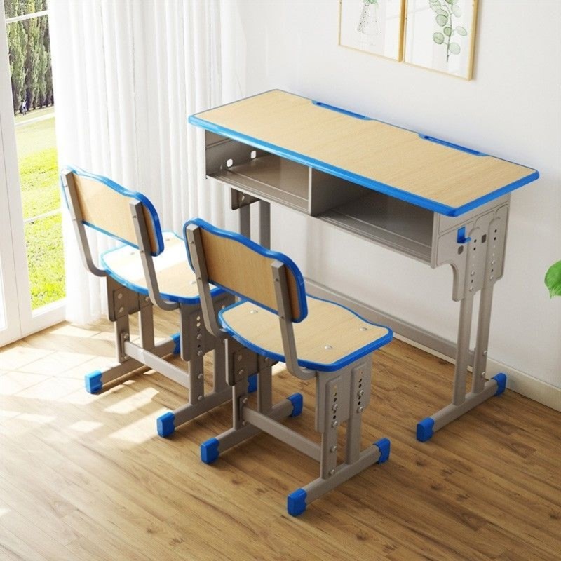 Double children's study table for primary and secondary school students, desk and chair, student home school homework table set