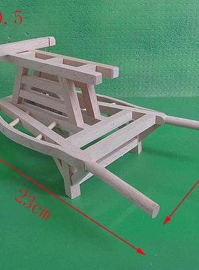 木质农耕工具小推车船板车排车磨播种机耕地犁马车谷模型文化风车