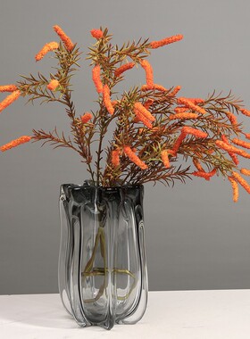 仿真鼠尾草假花秋色叶子植物配草客厅玻璃花瓶插花婚庆造景装饰草
