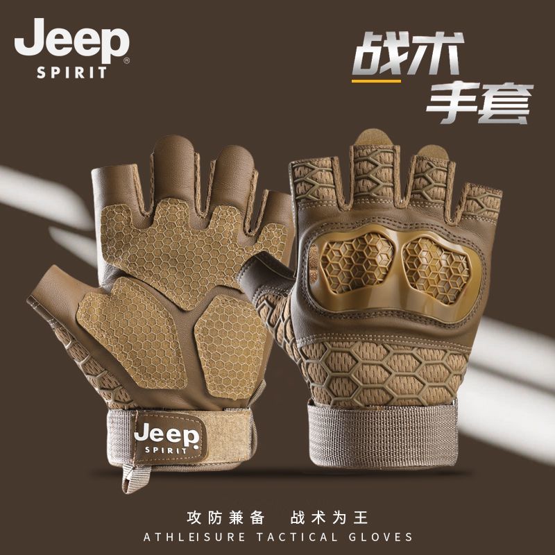 骑行手套夏季户外运动半指漏指防滑耐磨软壳防护减震防摔战术手套 - 图2