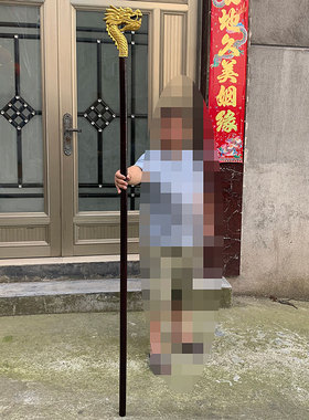 纯实木雕刻大龙头杖手提杆子提幡杆挂幡松木撑幡杆提灯笼东阳手工
