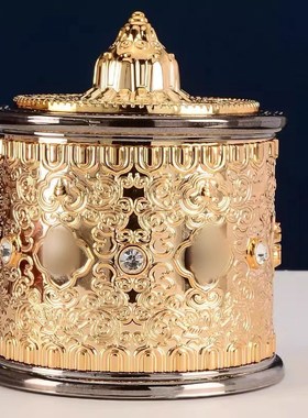 电动悬浮转轮家用指捻转筒桌面转动发光金桶手拨摆件