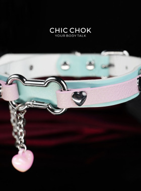 CHICCHOK真皮小狗爱心锁项链