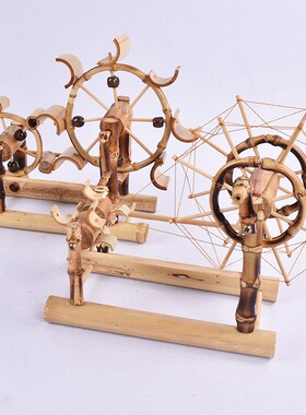 竹制品创意摆件复古怀旧水车模型玩具居家装饰桌面摆设竹制风车