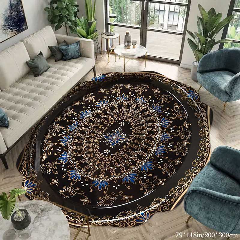 复古客厅满铺不规则舒适易地毯打理花卉代发家用装饰跨境地毯卧室 - 图1