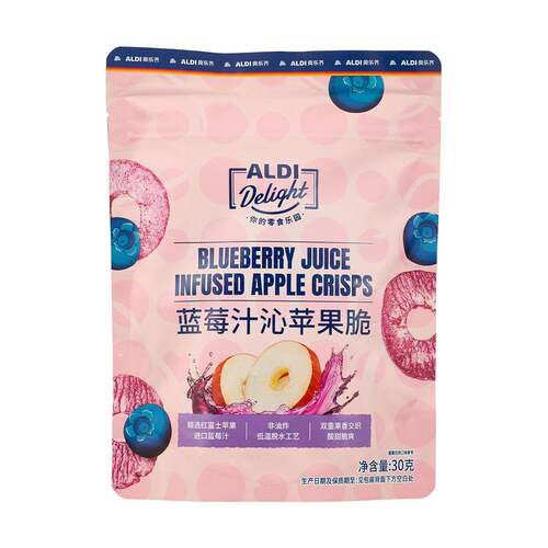 ALDI奥乐齐代购蓝莓汁沁苹果脆30g苹果干非油炸酥脆果脯休闲零食 - 图3