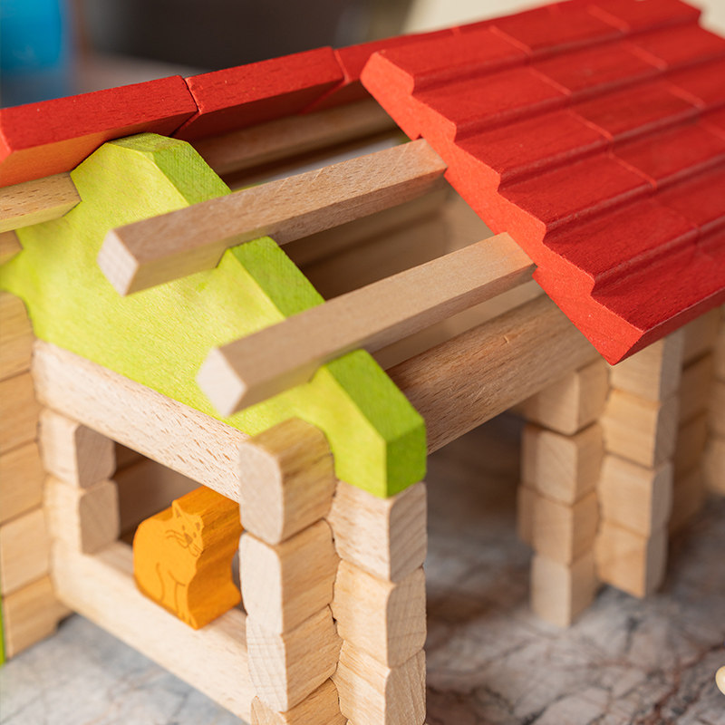 jeujura大号积木法国进口益智拼装玩具小屋实木房子拼图儿童34岁,淘宝优惠券,粉丝福利购,淘宝优惠卷