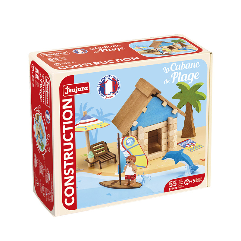 jeujura法国积木益智拼装沙滩小屋玩具实木房子榫卯拼图儿童 5-12,淘宝优惠券,粉丝福利购,淘宝优惠卷